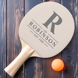 Raquete De Ping Pong Sobrenome & Inicial Sandcastle Rosa
