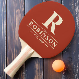 Raquete De Ping Pong Sobrenome & Inicial Siena Queimada