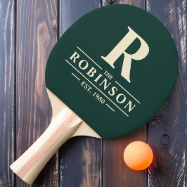 Raquete De Ping Pong Sobrenome & Inicial Verde Salgueiro