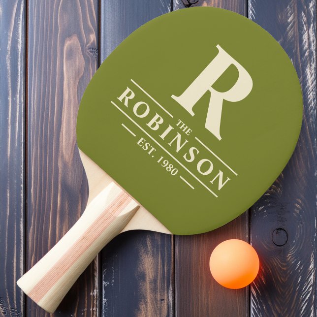 Raquete De Ping Pong Sobrenome & Inicial Willow Green (Criador carregado)