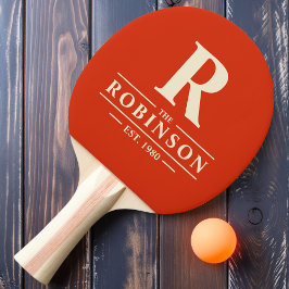 Raquete De Ping Pong Sobrenome & Laranja Sanguínea Inicial