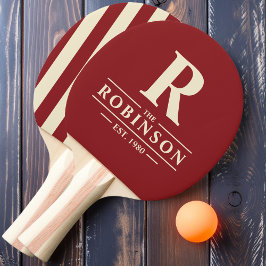 Raquete De Ping Pong Sobrenome & Listras iniciais Polo Cranberry Profun