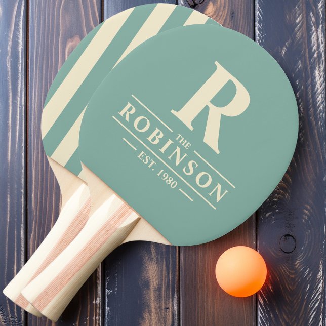 Raquete De Ping Pong Sobrenome & Listras Polo Initial Aqua Reef (Criador carregado)