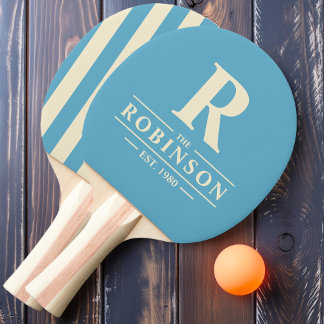 Raquete De Ping Pong Sobrenome & Listras Polo Initial Aqua Sky