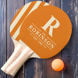Raquete De Ping Pong Sobrenome & Listras Polo Initial Citrino Quente
