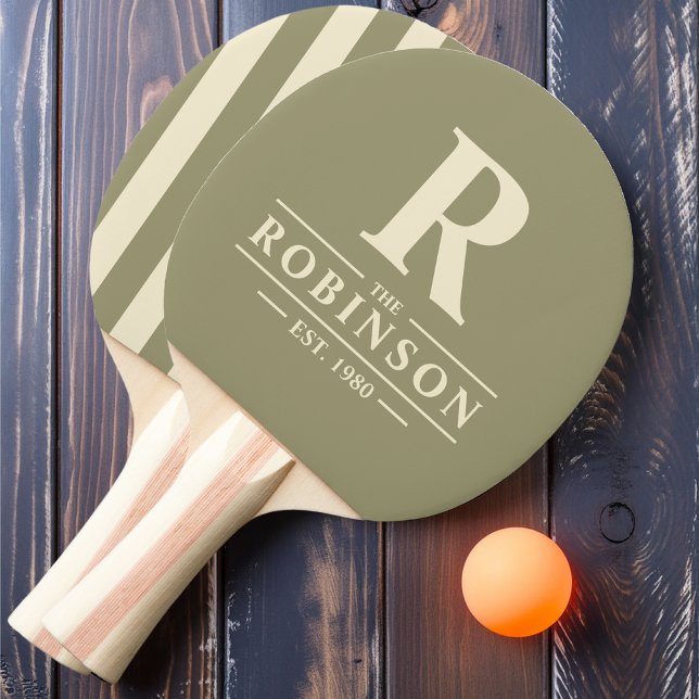 Raquete De Ping Pong Sobrenome & Listras Polo Initial Sage Meadow (Criador carregado)
