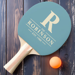 Raquete De Ping Pong Sobrenome & Tarde Aquosa Morna Inicial