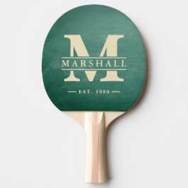 Raquete De Ping Pong Sobreposição de Monograma e Nome com Quadro Negro 