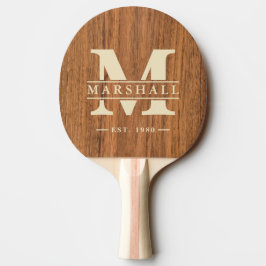 Raquete De Ping Pong Sobreposição de Monograma e Nome Elm Wood