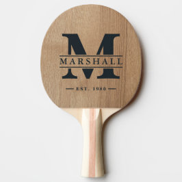 Raquete De Ping Pong Sobreposição de Monograma e Nome em Madeira de Bét