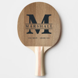 Raquete De Ping Pong Sobreposição de Monograma e Nome em Madeira de Bét