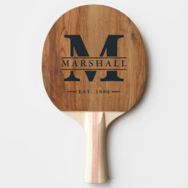 Raquete De Ping Pong Sobreposição de Monograma e Nome em Madeira de Bor