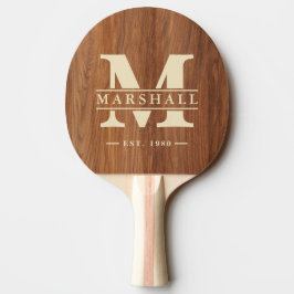 Raquete De Ping Pong Sobreposição de Monograma e Nome em Madeira de Car