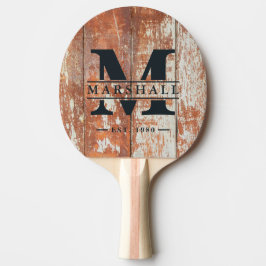 Raquete De Ping Pong Sobreposição de Monograma e Nome em Madeira de Cel