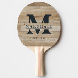 Raquete De Ping Pong Sobreposição de Monograma e Nome em Madeira de Cin