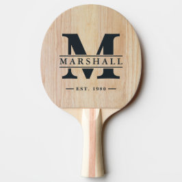 Raquete De Ping Pong Sobreposição de Monograma e Nome em Madeira de Fre