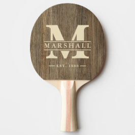 Raquete De Ping Pong Sobreposição de Monograma e Nome em Madeira de Hic