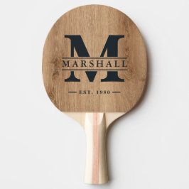 Raquete De Ping Pong Sobreposição de Monograma e Nome em Madeira de Tec