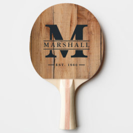 Raquete De Ping Pong Sobreposição de Monograma e Nome em Maple Rough Cu