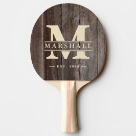 Raquete De Ping Pong Sobreposição de Monograma e Nome em Tábuas Vintage