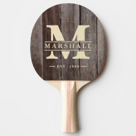 Raquete De Ping Pong Sobreposição de Monograma e Nome em Tábuas Vintage