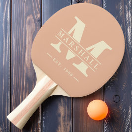 Raquete De Ping Pong Sobreposição de Monograma e Nome Sweet Peach