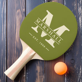 Raquete De Ping Pong Sobreposição de Monograma e Nome Willow Verde