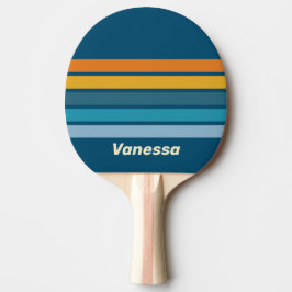 Raquete De Ping Pong Sol Azul Através da Faixa com Nome
