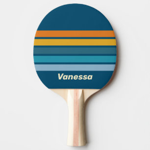 Raquete De Ping Pong Sol Azul Através da Faixa com Nome