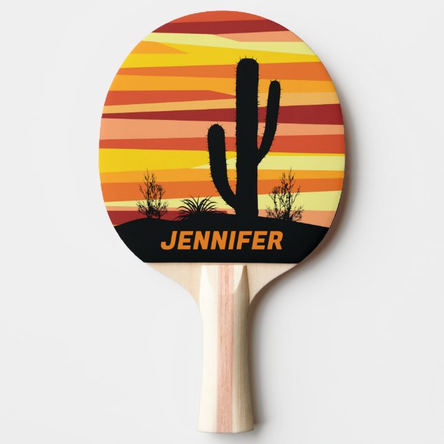 Raquete De Ping Pong Sol do deserto geométrico (Frente)