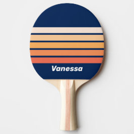 Raquete De Ping Pong Sol do Oceano Cai Sobre Faixas com Nome
