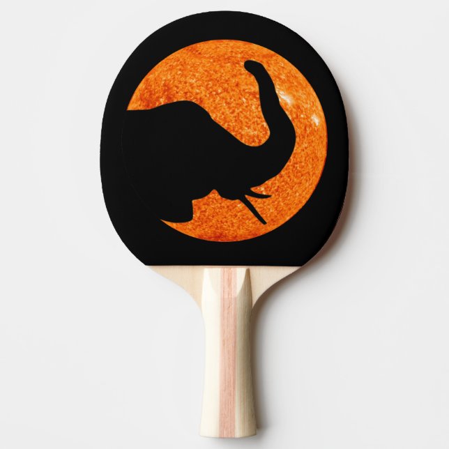 Raquete De Ping Pong Sombra Eclipse Solar do Perfil do Elefante (Frente)