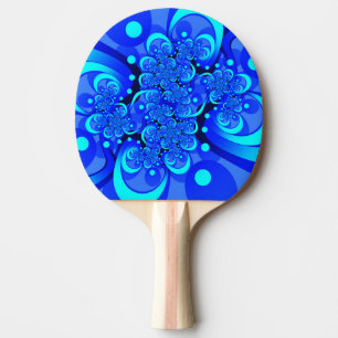 Raquete De Ping Pong Sombras da Arte Fractal Abstrato Moderna Azul