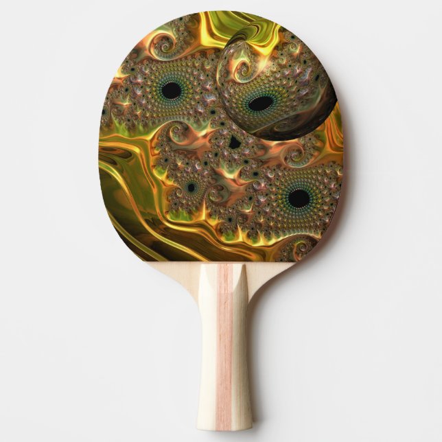 Raquete De Ping Pong Sonho Fractal Ouro Líquido (Frente)