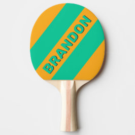 Raquete De Ping Pong Sorriso Tropical Retro Listras Grossas com Nome