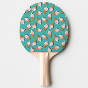 Raquete De Ping Pong Sorvete de cones de waffle e padrão de iogurte con