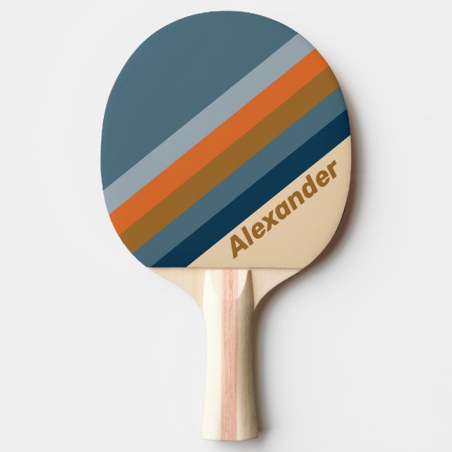Raquete De Ping Pong Sport Indigo Horizon Stripes with Name (Frente)