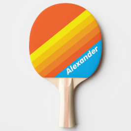 Raquete De Ping Pong Sport Sunburst Sea Stripes with Name