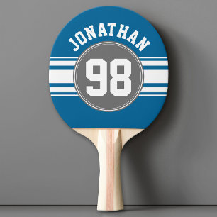 Raquete De Ping Pong Sports Jersey Blue e Cinza Stripe Número de Nome