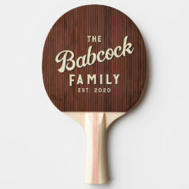 Raquete De Ping Pong Stained Bamboo Retro Family Name & Year