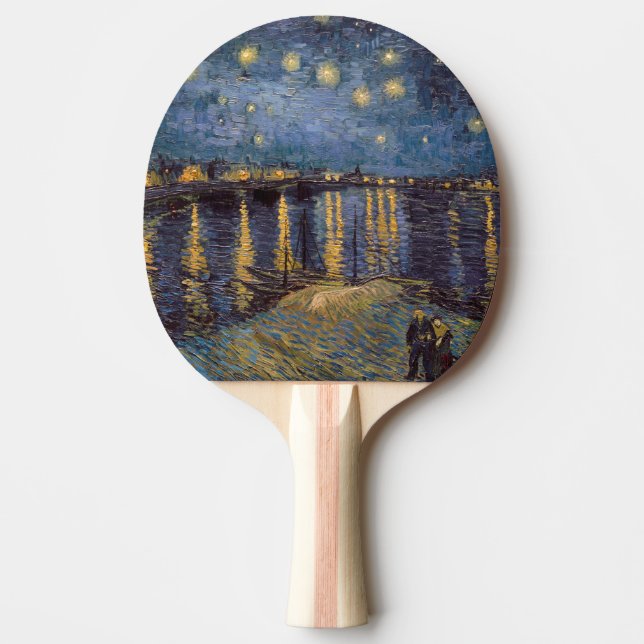 Raquete De Ping Pong Starry Night Over Rhone River por Vincent Van Gogh (Frente)