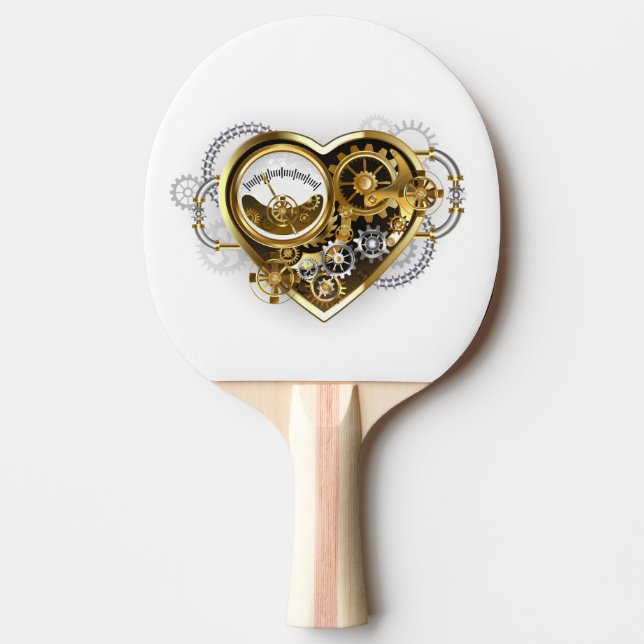 Raquete De Ping Pong Steampunk Heart with a Manometer (Frente)