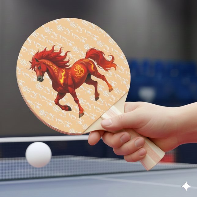 Raquete De Ping Pong Stunning Chinese Year of the Fire Horse 2026 (Stunning Year of the Fire Horse 2026 Table Tennis Paddle Cover Photo)