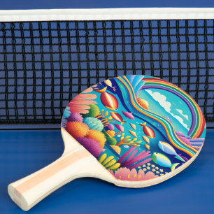Raquete De Ping Pong Submarino Colorido sob o arco-íris