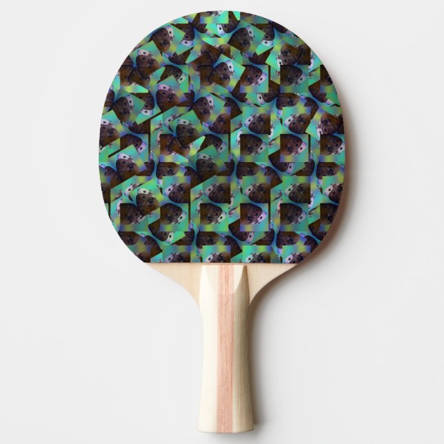 Raquete De Ping Pong Suínos Castanhos E Guiné Branca, (Frente)