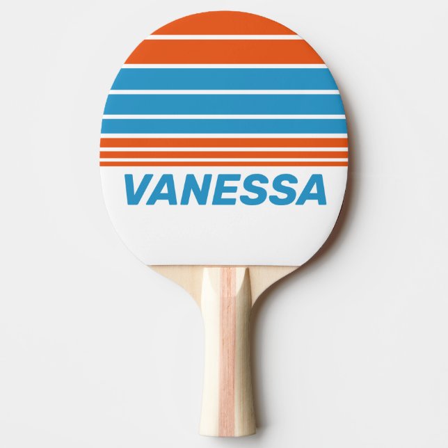 Raquete De Ping Pong Summertime Nostalgic Horizon Striping with Name (Frente)