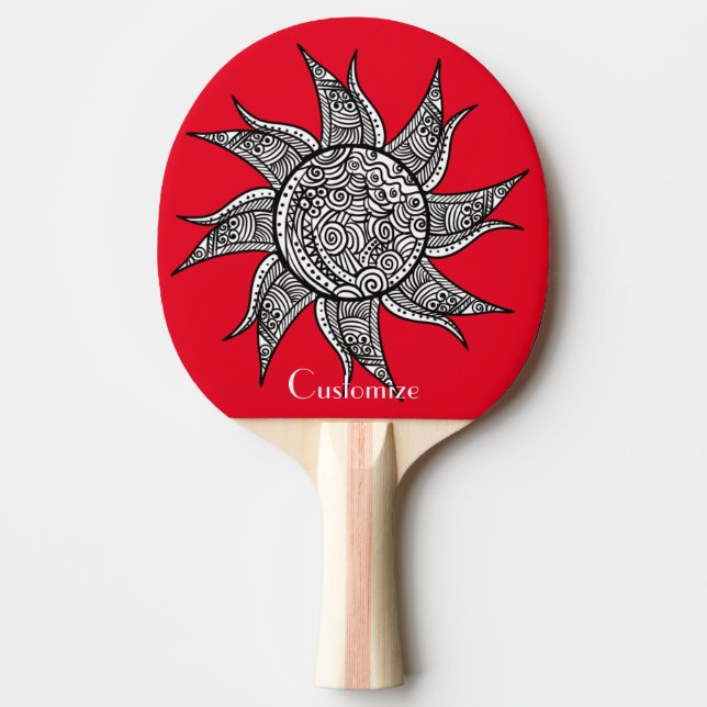 Raquete De Ping Pong Sun Tattoo Thunder_Cove estilo Henna (Frente)