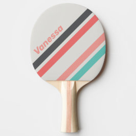 Raquete De Ping Pong Sunbleached Coral Angled Striping with Name