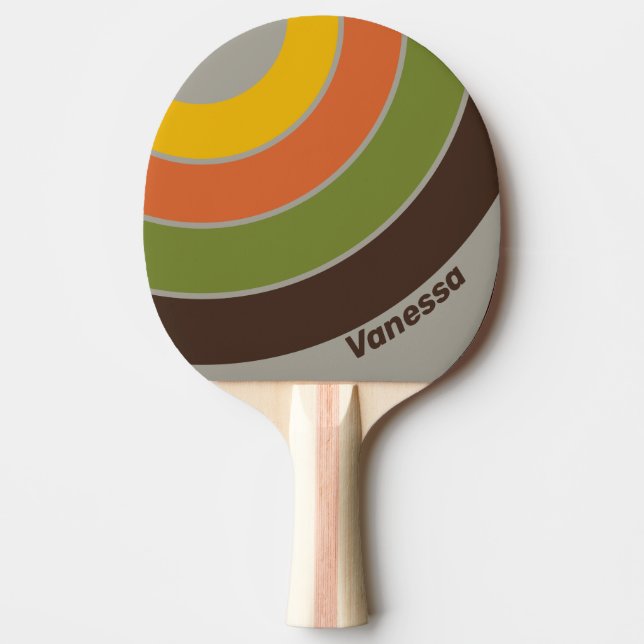 Raquete De Ping Pong Sunset Clover Circle Stripe com Nome (Frente)