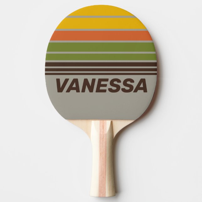 Raquete De Ping Pong Sunset Clover Faixa do Horizonte com Nome (Frente)